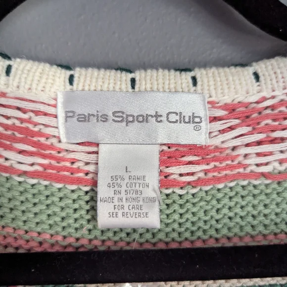 Vintage Paris sports club women's v-neck sweater button front size large - Picture 2 of 4